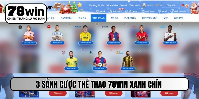 3 sảnh cược thể thao 78WIN xanh chín