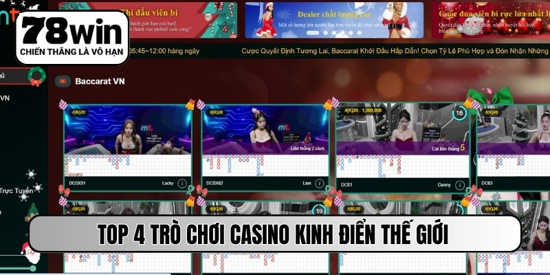 TOP 4 trò chơi casino kinh điển thế giới